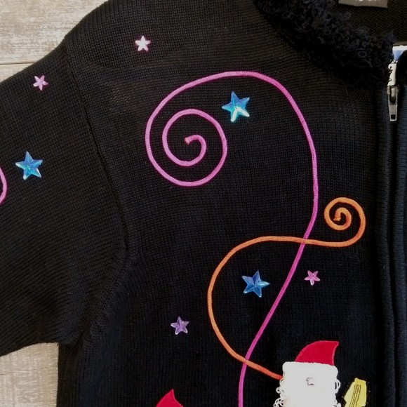 VTG Christina Rotelli Christmas Sweater Sz 1X Embroidered Holiday Santa Claus - Picture 7 of 16